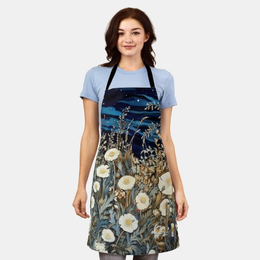 植物性ワイルドフラワーロマンティックガーデンフローラエプロン エプロン (着用した状態)