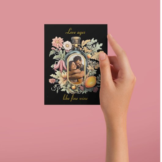 植物性ワインボトル、ワインのような愛の年齢素晴らし。 シーズンポストカード