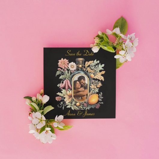 植物性ワインボトル、日付を保存 シーズンカード