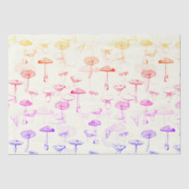 植物性ヴィンテージカラフルのGroovyキノコのパターン 薄葉紙