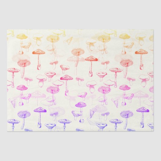 植物性ヴィンテージカラフルのGroovyキノコのパターン 薄葉紙 (正面)