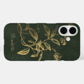 植物性ヴィンテージダークグリーン金ゴールド名 Case-Mate iPhoneケース (裏面 (横))