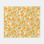 植物性ヴィンテージバターカップ花 フリースブランケット (正面(横))