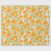 植物性ヴィンテージバターカップ花 ラッピングペーパー (フラット)