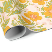 植物性ヴィンテージバターカップ花 ラッピングペーパー (ロールコーナー)