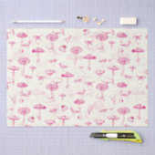 植物性ヴィンテージピンクホワイトマッシュルームパターン 薄葉紙 (クラフト)