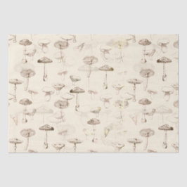 植物性ヴィンテージベージュマッシュルームパターン 薄葉紙