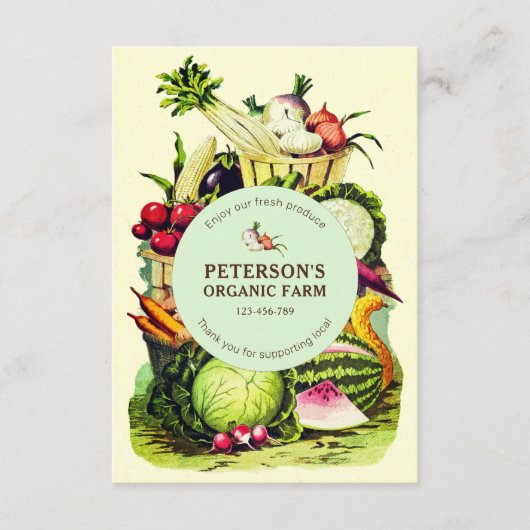 植物性ヴィンテージ局所野菜農家 エンクロージャーカード (正面)