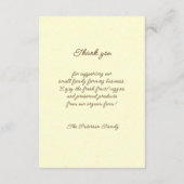 植物性ヴィンテージ局所野菜農家 エンクロージャーカード (裏面)