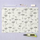 植物性ヴィンテージ白黒キノコ型 薄葉紙 (クラフト)