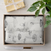 植物性ヴィンテージ白黒キノコ型 薄葉紙 (ギフト)