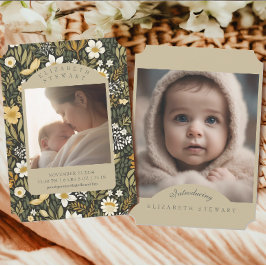 植物性ヴィンテージ秋2写真誕生のお知らせ 招待状