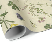 植物性ヴィンテージ花イラスト模様 ラッピングペーパー (ロールコーナー)