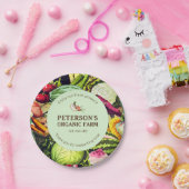 植物性ヴィンテージ野菜ローカル農家ラベル ペーパープレート (パーティー)