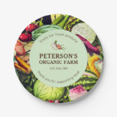 植物性ヴィンテージ野菜ローカル農家ラベル ペーパープレート (正面)