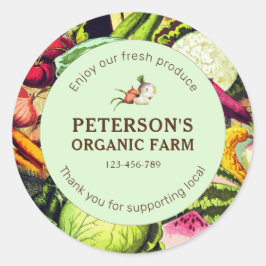 植物性ヴィンテージ野菜ローカル農家ラベル ラウンドシール