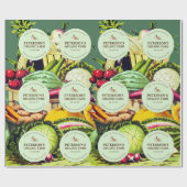 植物性ヴィンテージ野菜ローカル農家ラベル ラッピングペーパー (フラット)