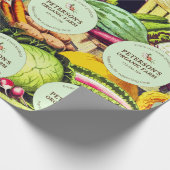 植物性ヴィンテージ野菜ローカル農家ラベル ラッピングペーパー (角)