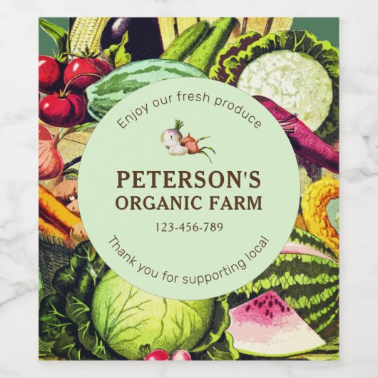 植物性ヴィンテージ野菜ローカル農家ラベル ワインラベル (シングルラベル)