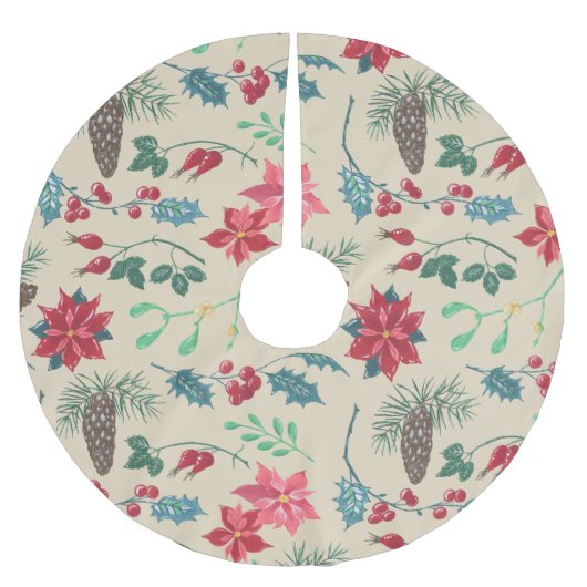 植物性伝統的クリスマス ブラッシュドポリエステルツリースカート (正面)