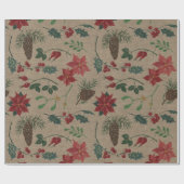 植物性伝統的クリスマス ラッピングペーパー (フラット)