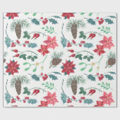 植物性伝統的クリスマス ラッピングペーパー (フラット)