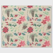 植物性伝統的クリスマス ラッピングペーパー (フラット)