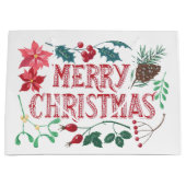 植物性伝統的クリスマス ラージペーパーバッグ (正面)