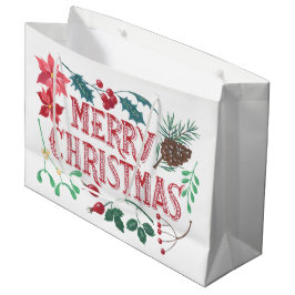 植物性伝統的クリスマス ラージペーパーバッグ