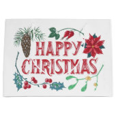 植物性伝統的クリスマス ラージペーパーバッグ (正面)