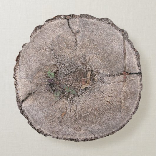 植物性切りヤシの木の樹皮の写真ラウンドピロー ラウンドクッション (正面)