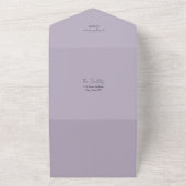 植物性劇的な紫色のフローラ結婚式RSVP QR オールインワン招待状 (外側)