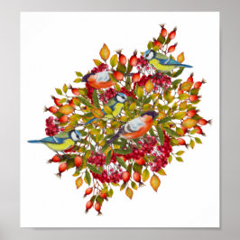 植物性動植物・鳥類イラストレーションポスター ポスター