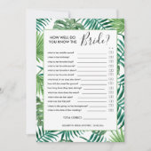 植物性夏ブライダルシャワーゲームカード 招待状 (正面)