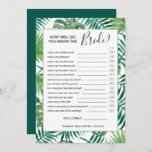 植物性夏ブライダルシャワーゲームカード 招待状 (正面/裏面)