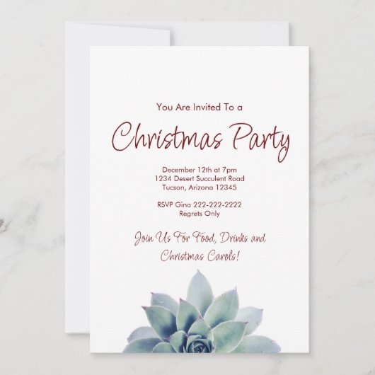 植物性多肉質デザートクリスマスパーティー 招待状 (正面)