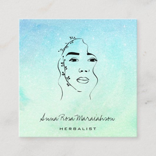 *~*植物性女性緑化線画 スクエア名刺 (正面)