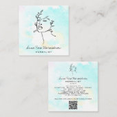 *~*植物性女性線芸術女神QR緑 スクエア名刺 (正面/裏面)