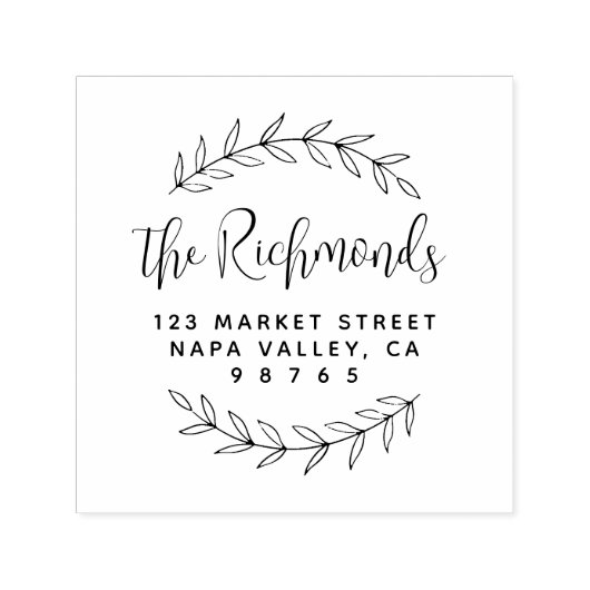 植物性差出人住所カスタムスクリプトファミリー名 セルフインキングスタンプ (デザイン)