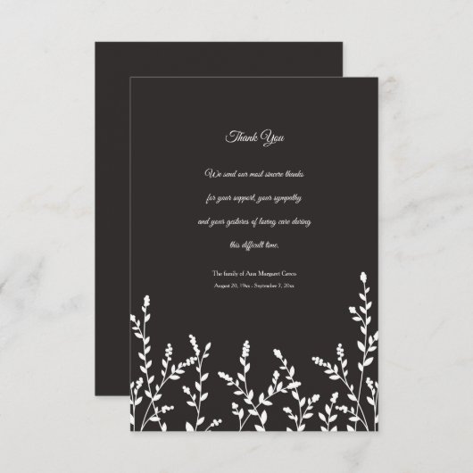 植物性悔やみや弔慰サンキューカード 招待状 (正面/裏面)