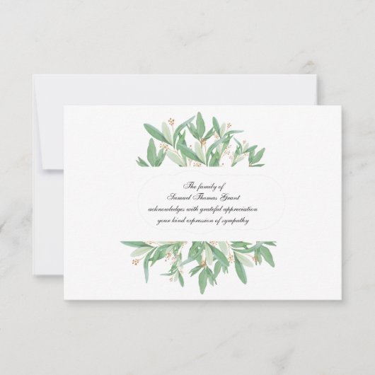 植物性悔やみや弔慰サンキューカード 招待状 (正面)