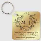 植物性感謝していモノグラムユー結婚ズの金ゴールド キーホルダー (正面)