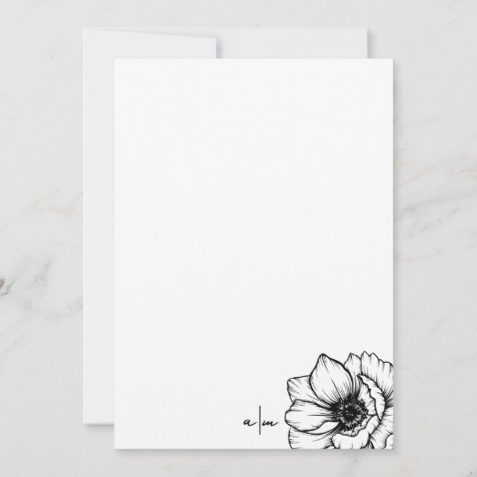 植物性手描きお洒落フローラ結婚ズ 招待状 (裏面)