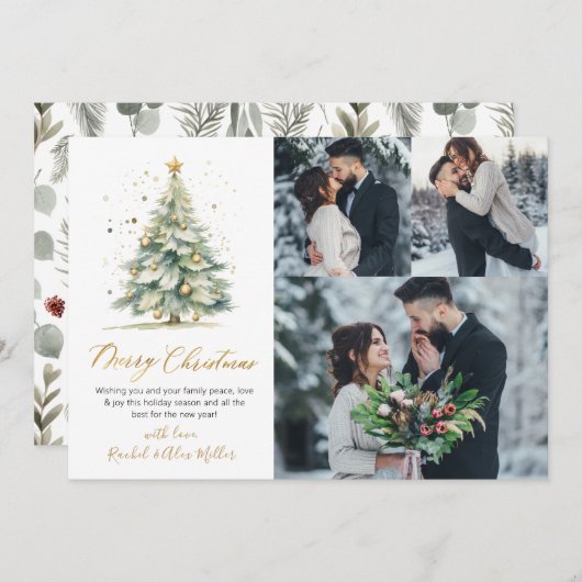 植物性数々の3フォトクリスマスツリー シーズンカード (正面/裏面)