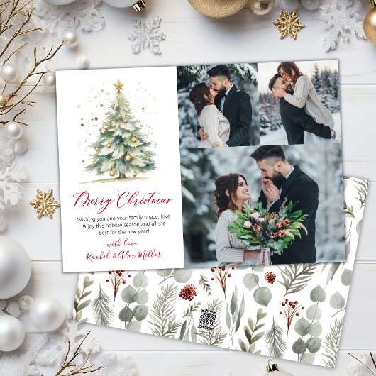 植物性数々の3フォトクリスマスツリー シーズンカード
