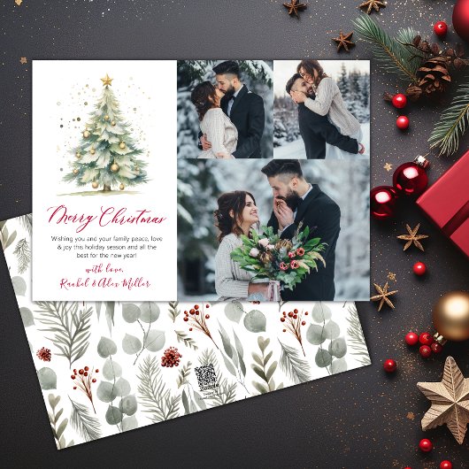 植物性数々の3フォトクリスマスツリー シーズンカード