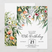 植物性春ワイルドフラワーズ40歳の誕生日 招待状 (正面/裏面)