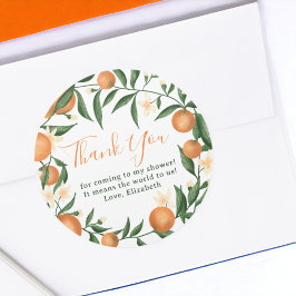 植物性柑橘類オレンジの小さなかわいこちゃん赤ちゃんシャワー ラウンドシール