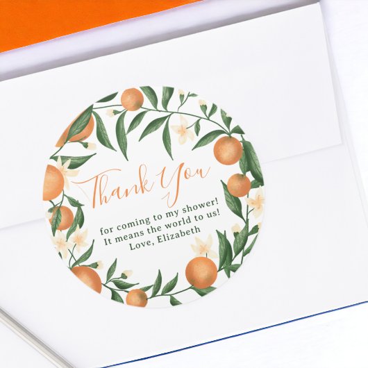 植物性柑橘類オレンジの小さなかわいこちゃん赤ちゃんシャワー ラウンドシール