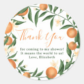 植物性柑橘類オレンジの小さなかわいこちゃん赤ちゃんシャワー ラウンドシール (正面)